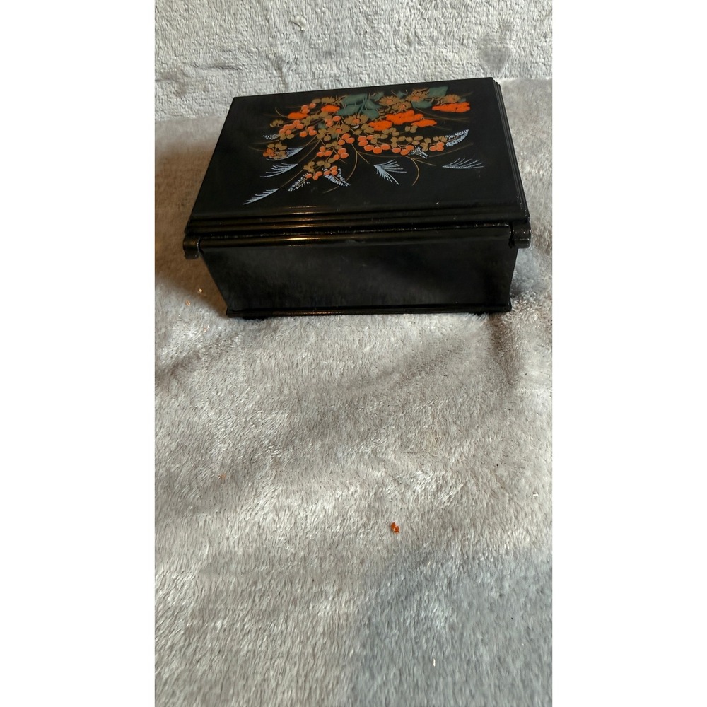 Unbranded Jewelry Box Women Small Black Excellent Floral Mirror Velvet Lining